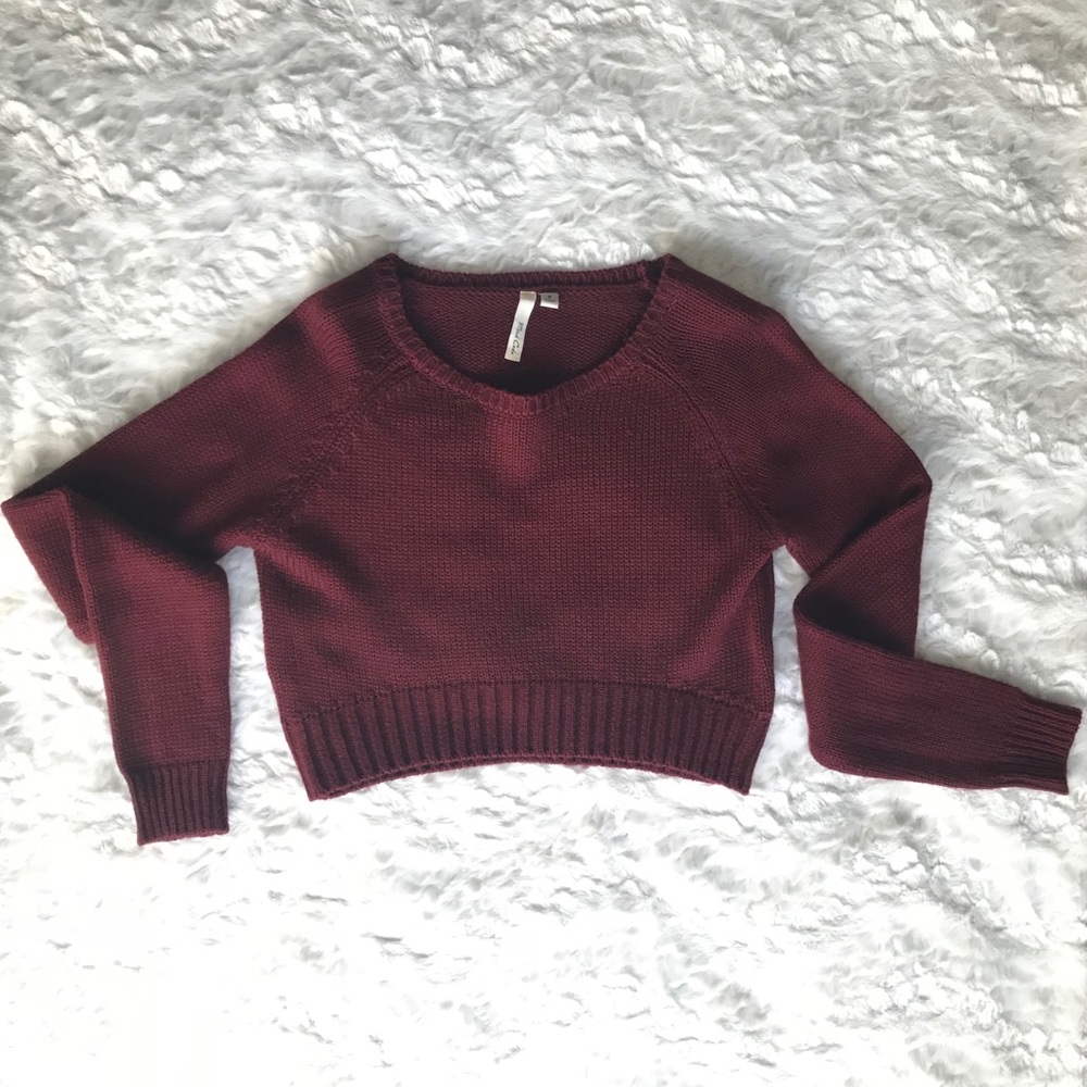 Burgundy Cropped Sweater
